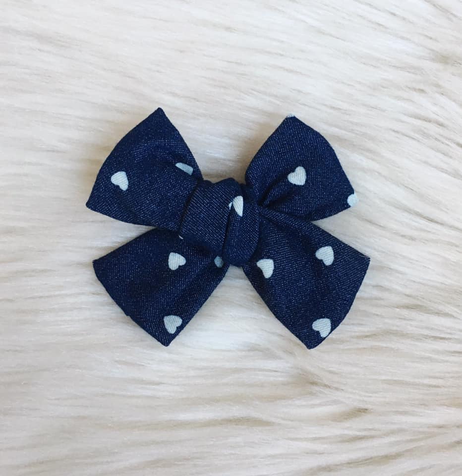 Denim Hearts Sailor Bow