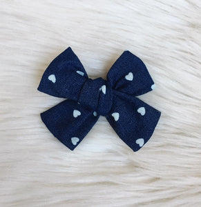 Denim Hearts Sailor Bow