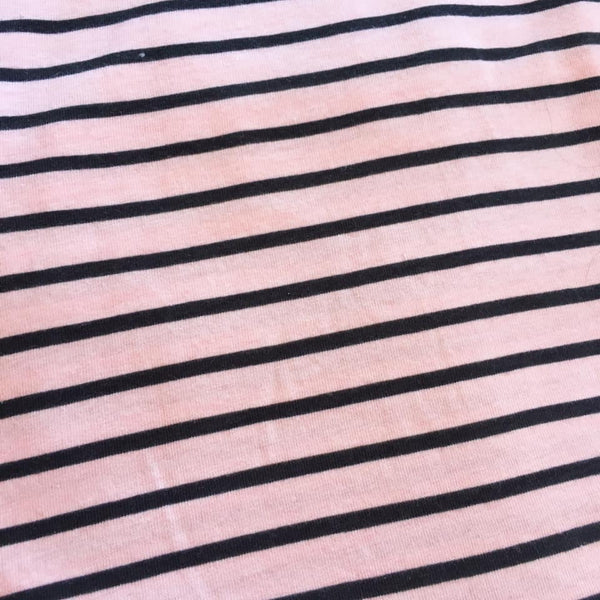 Pink and Charcoal Gray Stripes - Stretchy Cotton