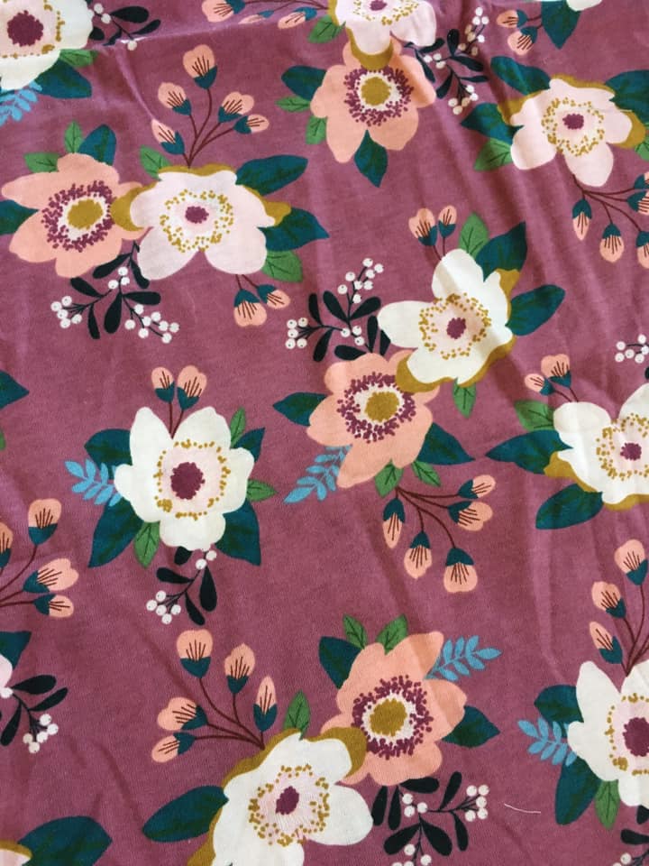 Mauve Floral - Stretchy Cotton