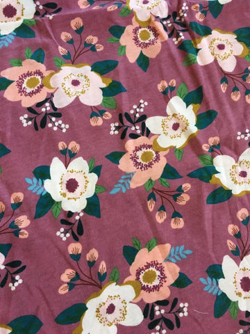 Mauve Floral - Stretchy Cotton