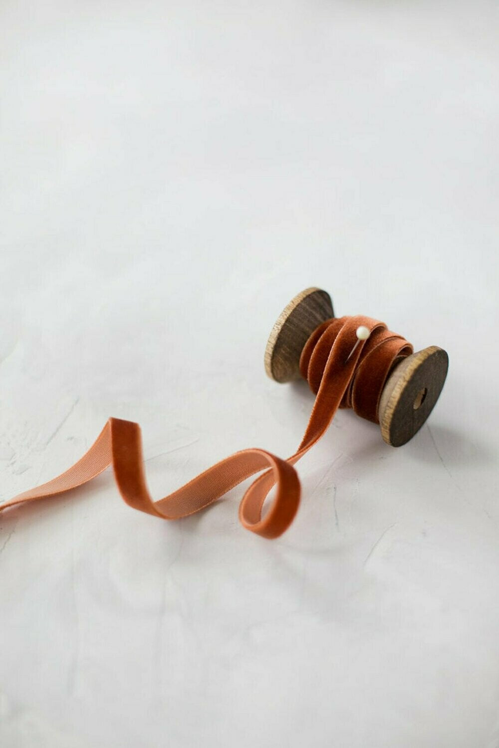 Rust Velvet Ribbon Tiny Bow