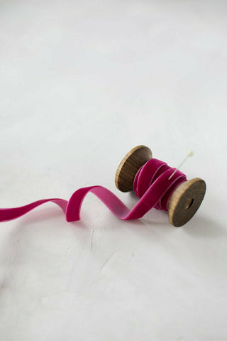 Raspberry Velvet Ribbon Tiny Bow