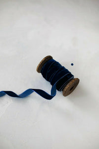 Slate Blue Velvet Ribbon Tiny Bow