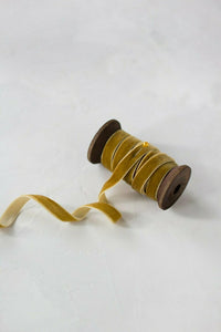Dark Mustard Velvet Ribbon Tiny Bow