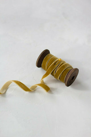 Dark Mustard Velvet Ribbon Tiny Bow