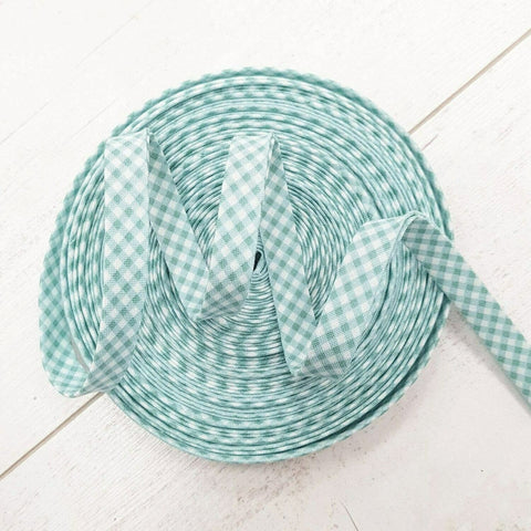 Teal Gingham Tiny Bow