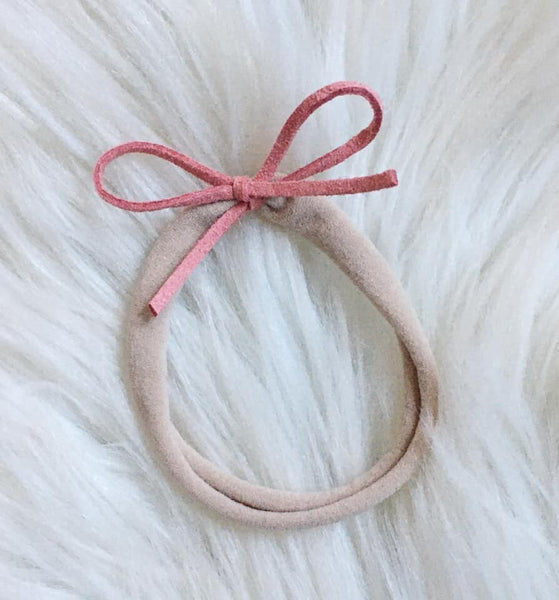 Dark Pink Suede Tiny Bow
