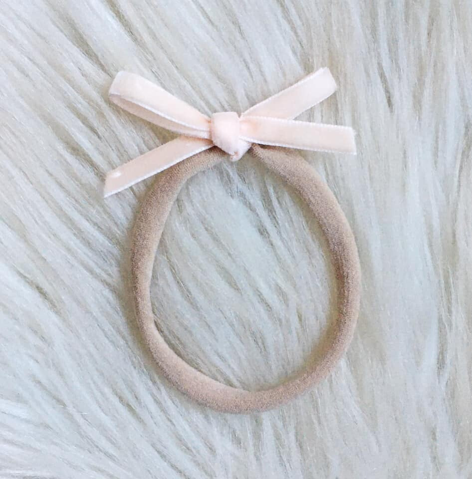 Light Pink Velvet Ribbon Tiny Bow