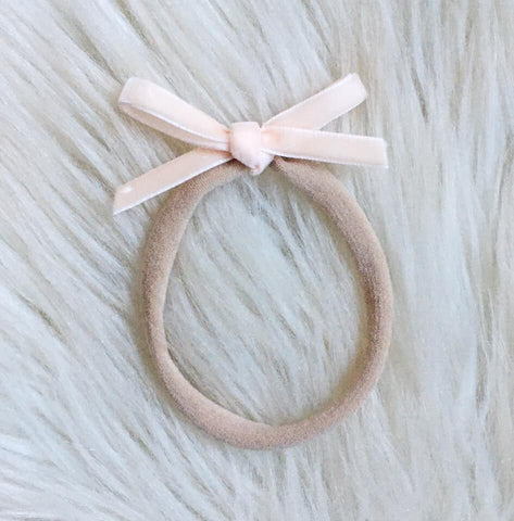 Light Pink Velvet Ribbon Tiny Bow