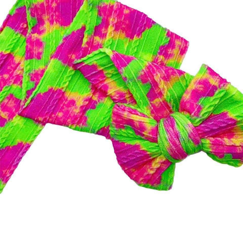 Green/Pink Tie Dye Braided Knit Nylon
