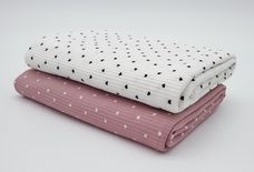 White with Black Hearts - Rib Knit