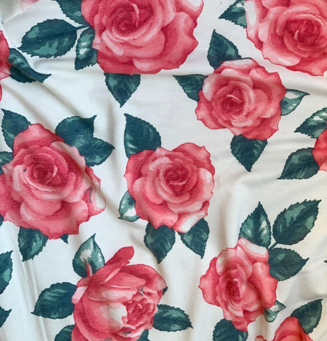 NEW White with Pink Roses - Ultra Soft