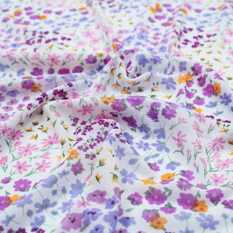 Purple Spring Floral - Stretch Mesh