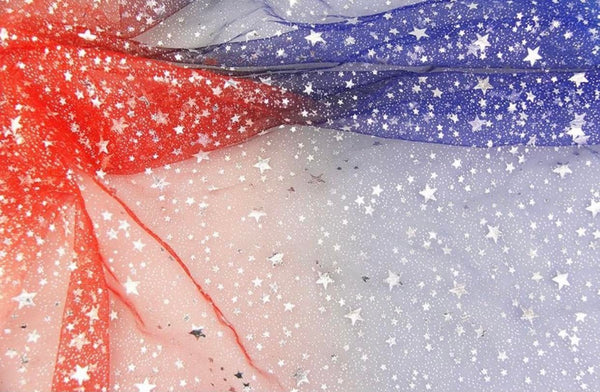 PREORDER Red, White & Blue Ombre with Stars - Tulle