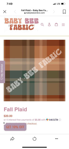 FALL PLAID PREORDER - Stretch Cotton