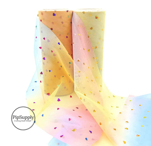 NEW Rainbow Ombre Shimmer Hearts - Tulle