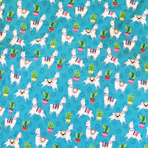 Turquoise Llama - Stretchy Cotton