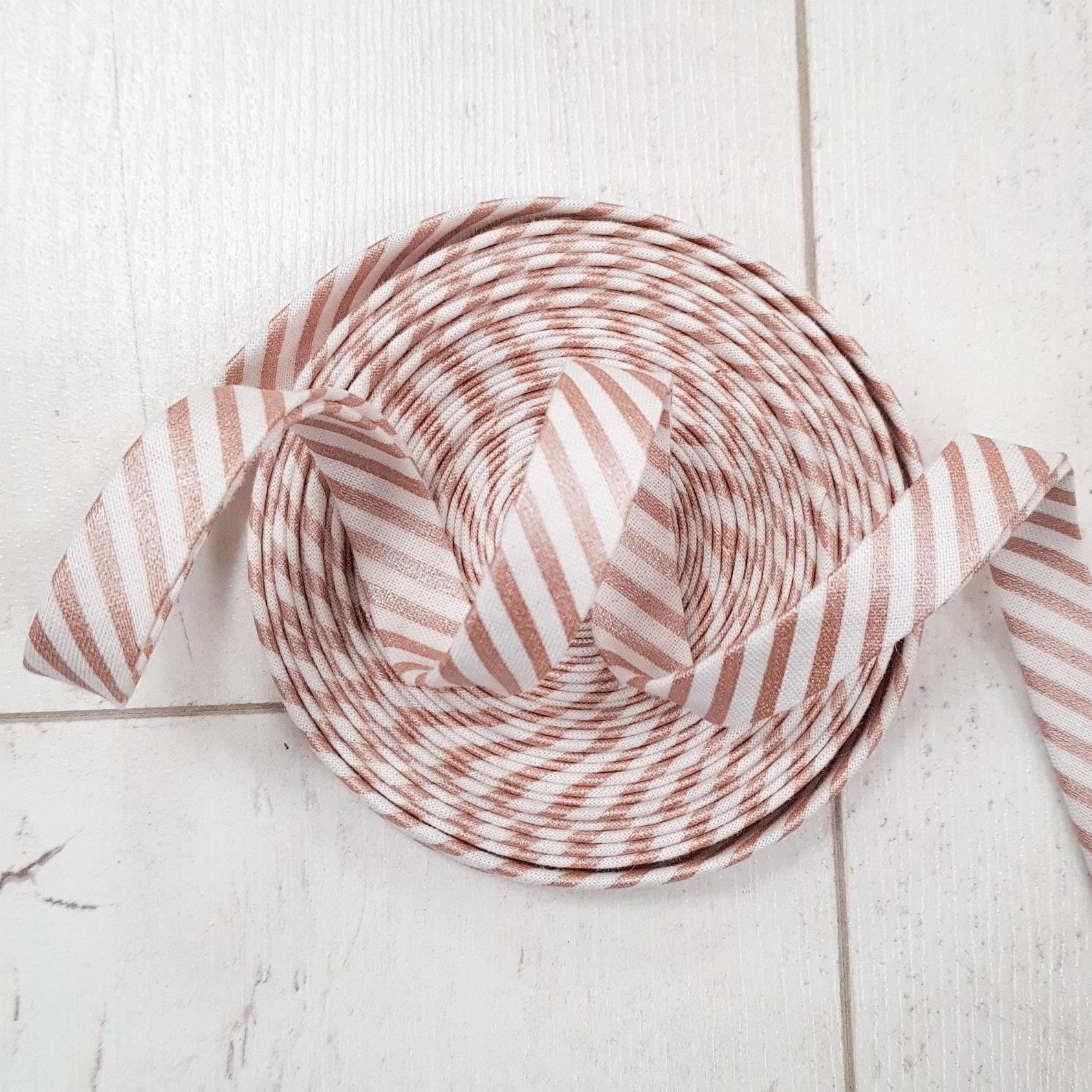 Rose Gold Shimmer and White Stripes Tiny Bow