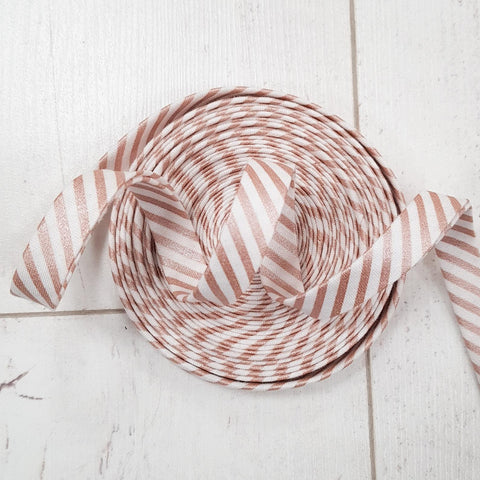 Rose Gold Shimmer and White Stripes Tiny Bow