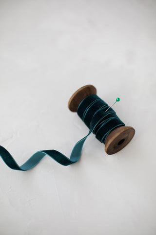 Winter Spruce Jade Velvet Tiny Bow
