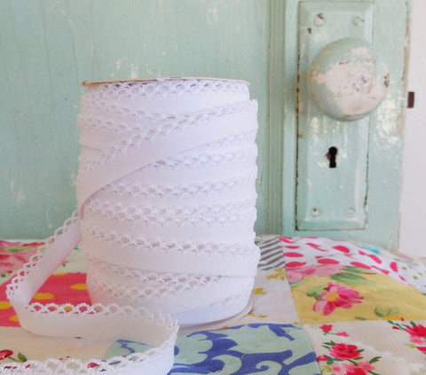 White with Crochet Edge Tiny Bow