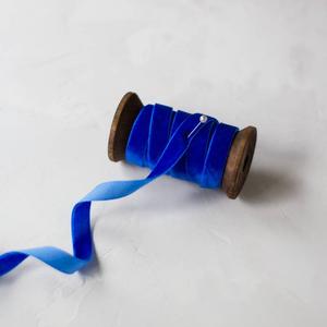 Electric Blue Velvet Ribbon Tiny Bow