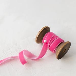 Fuchsia Magenta Velvet Ribbon Tiny Bow